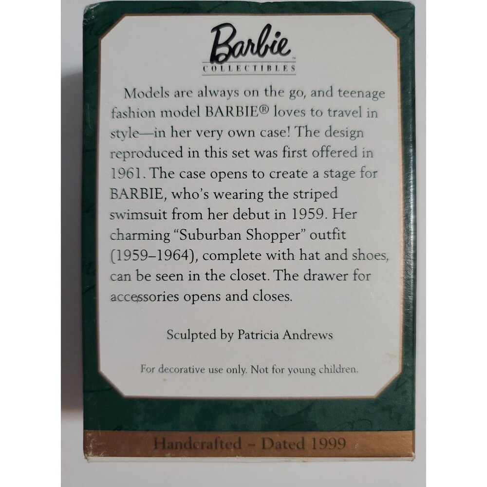 TRAVEL CASE AND BARBIE ORNAMENT Vintage 1999 Hallmark MINIATURE NEW - Picture 2 of 4